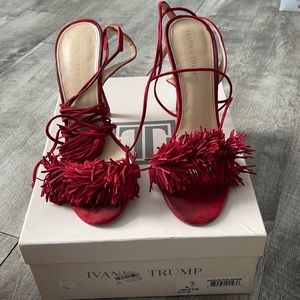 Suede Red Fringe Tie Up
